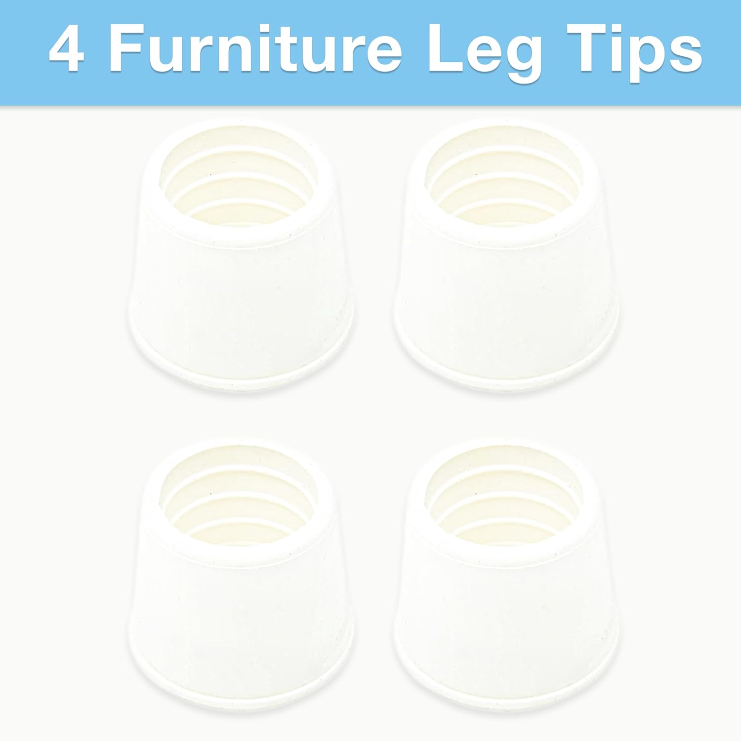 SoftTouch 7/8" Round Non-Marking Rubber Slip-On Chair Leg Tips, Nonslip Protective Furniture Leg Caps for Chairs, Stools, and Tables on Hard Surfaces