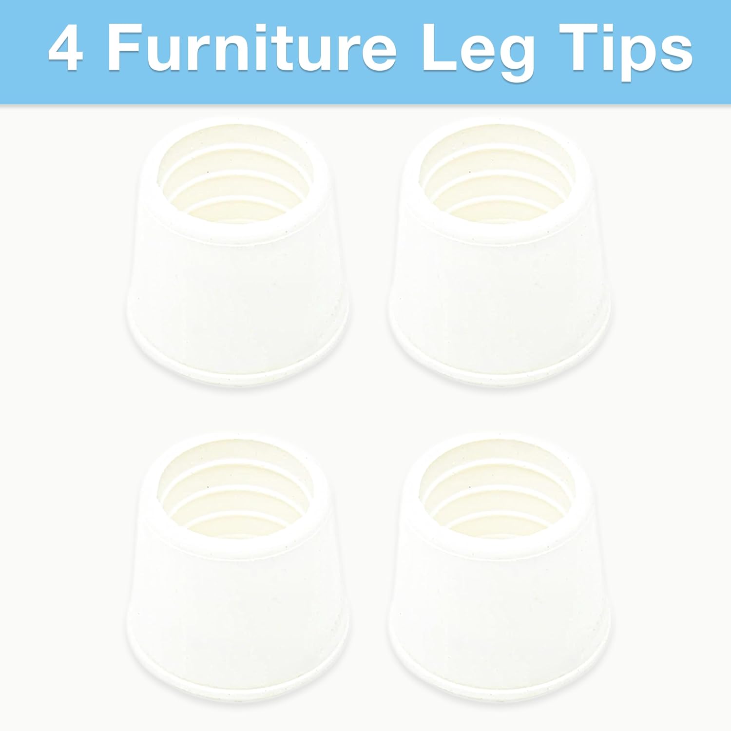 SoftTouch 7/8" Round Non-Marking Rubber Slip-On Chair Leg Tips, Nonslip Protective Furniture Leg Caps for Chairs, Stools, and Tables on Hard Surfaces, Set of 4, Black