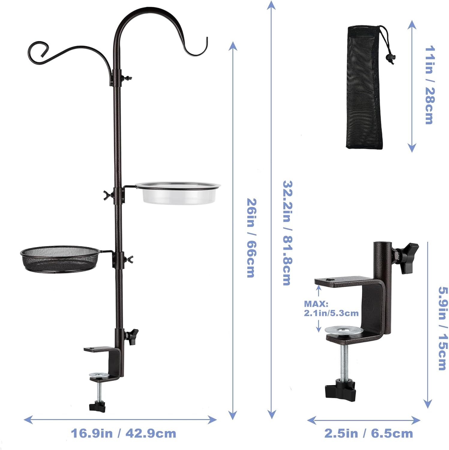 Deluxe Bird Feeding Station Kit with Multi Feeder Hanging Pole, Metal Suet Feeder, Bird Bath