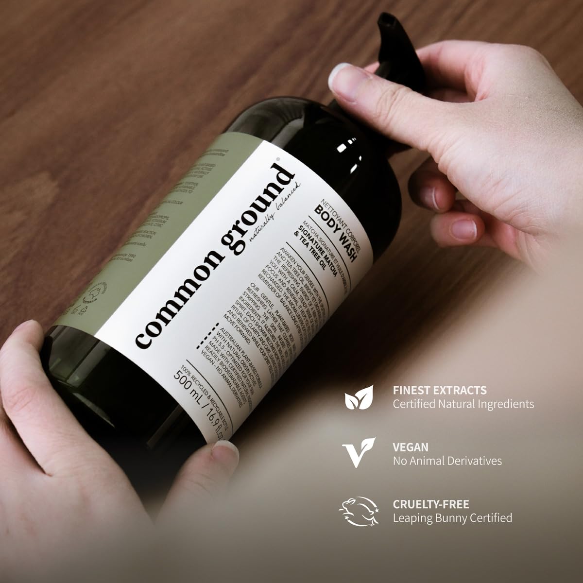 COMMON GROUND Natural Body Wash - Paraben & Cruelty Free, Vegan, Plant-Based, Botanical Freesia Scent & Avocado Oil Extracts - All Skin Types