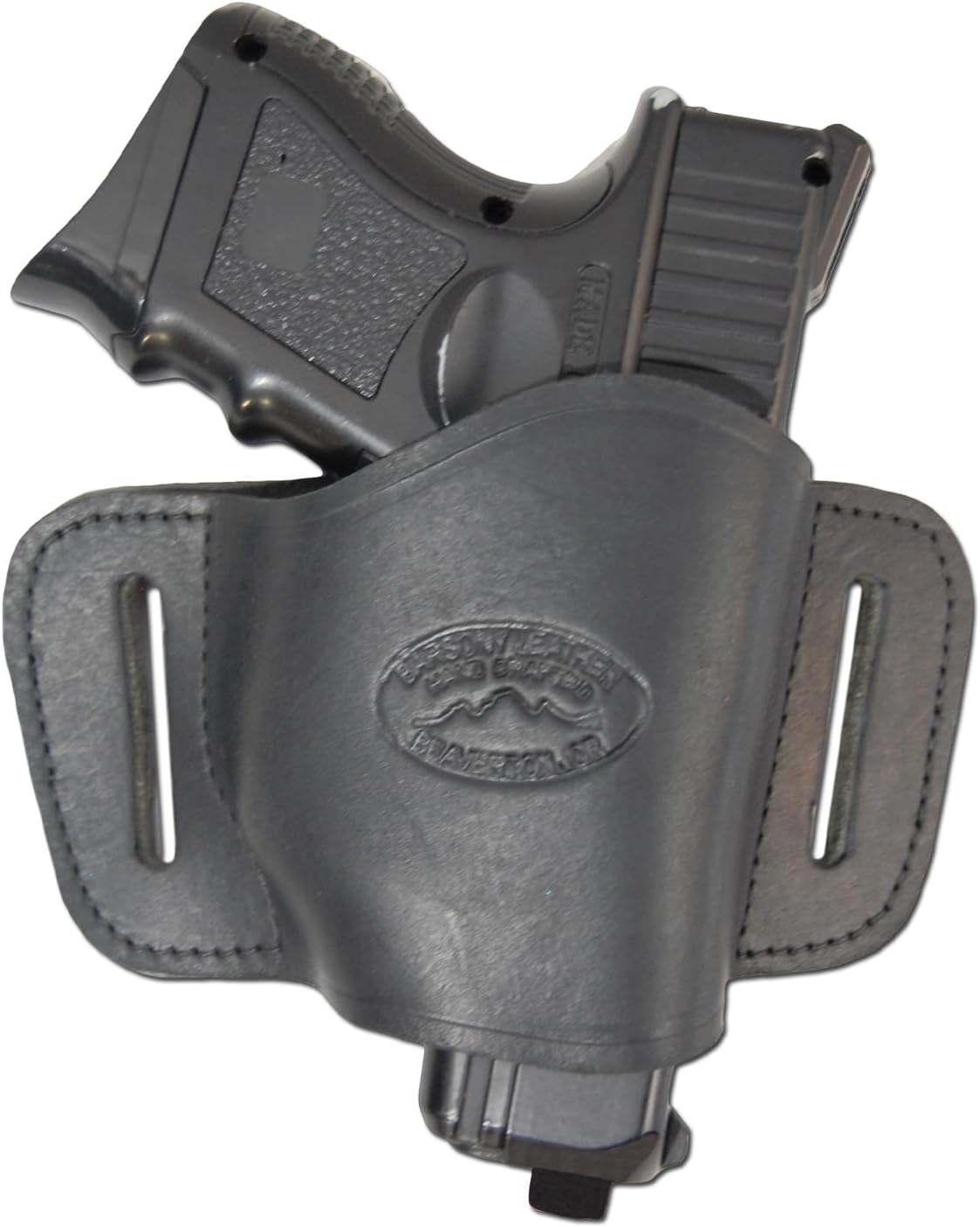 New Barsony Quick Slide Gun OWB Black Leather Holster for Compact 9mm 40 45 Pistols