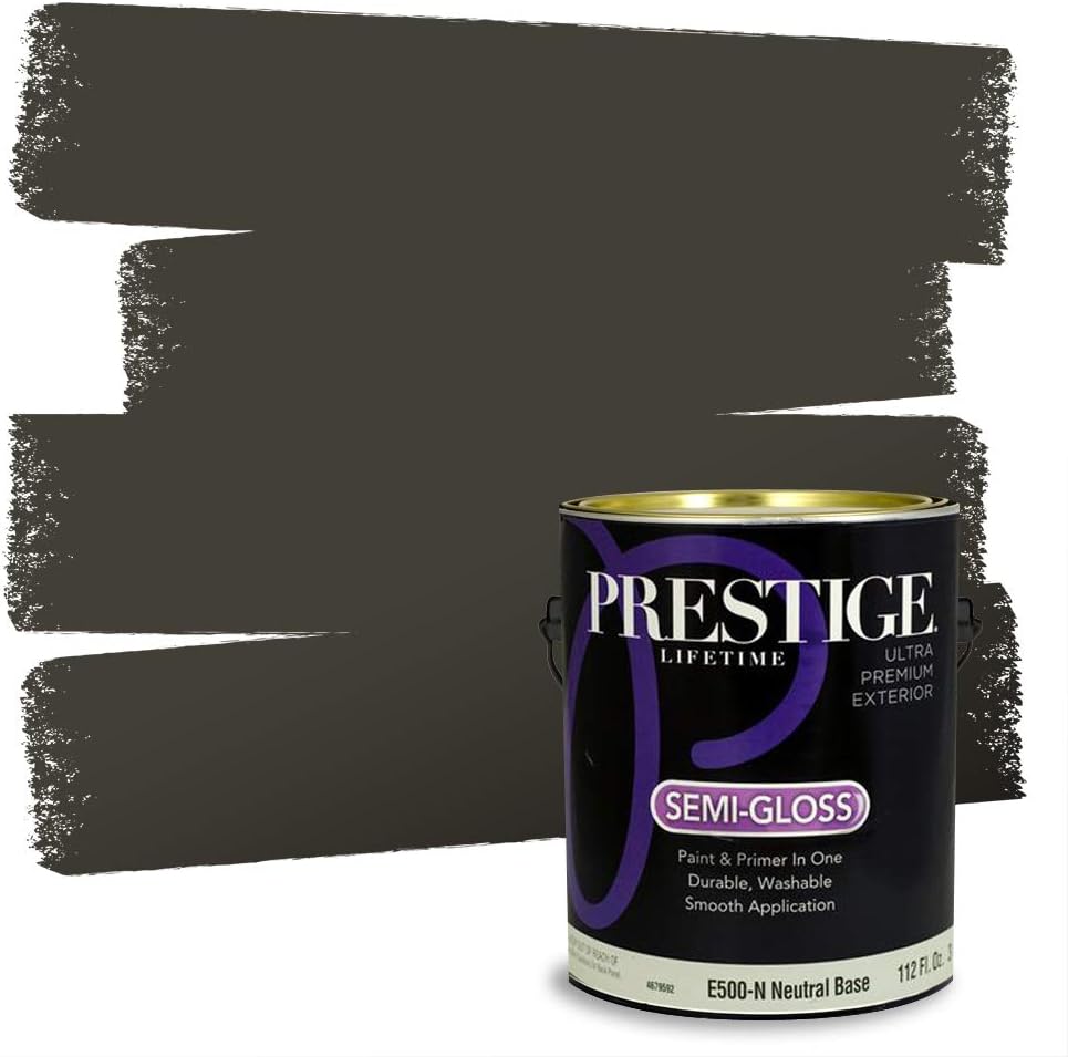 PRESTIGE Paints Exterior Paint and Primer In One, 1-Gallon, Satin, Comparable Match of Sherwin Williams* Ripe Olive*