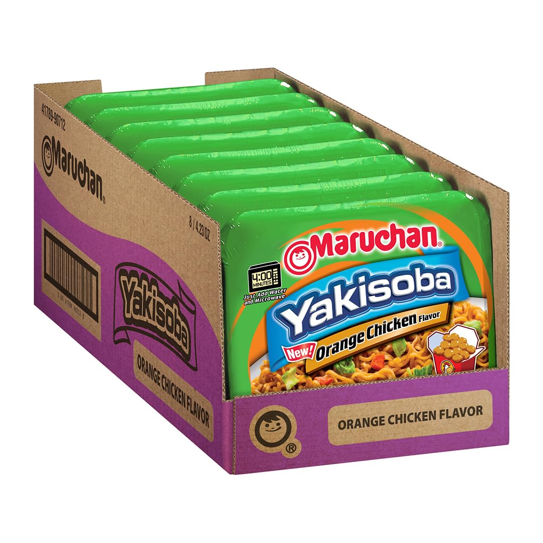 Maruchan Yakisoba, Spicy Chicken Flavor – Stir-Fried Japanese Instant Ramen Noodles, High Protein Microwavable Meal – 4.11 Oz. (8 Pack)