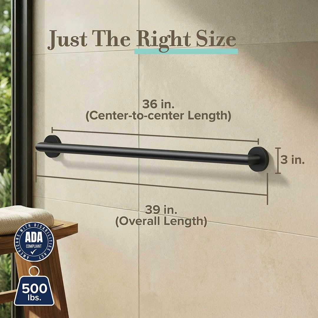 Gatco 970 Glam Shower Grab Bar, 12 Inch, ADA Compliant Stainless Steel, Satin Nickel, Wall Mounted Bathroom Handrail