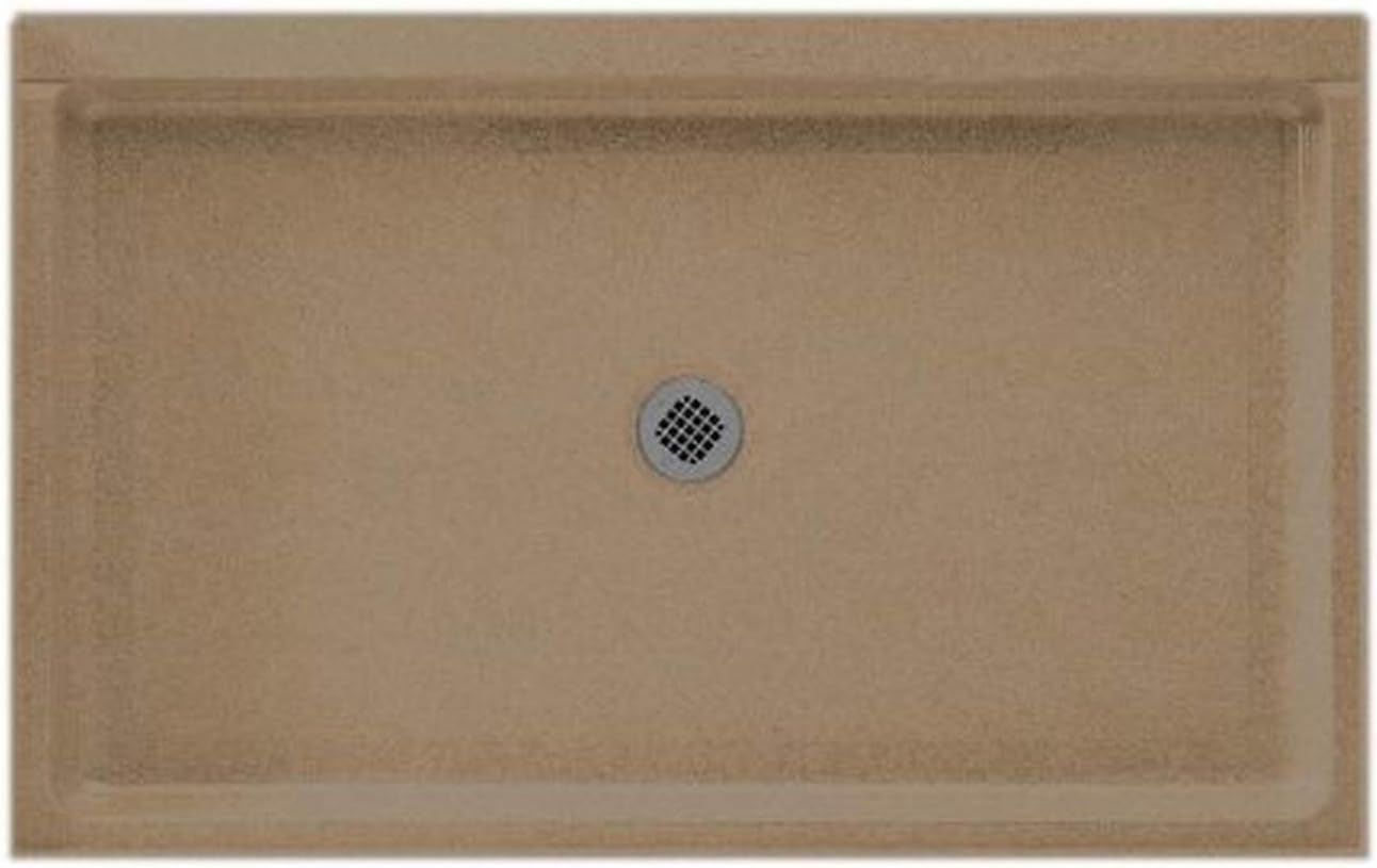Swan SF03454MD.011 54-in L x 34-in W x 5.5-in H Solid Surface Shower Base, Tahiti White