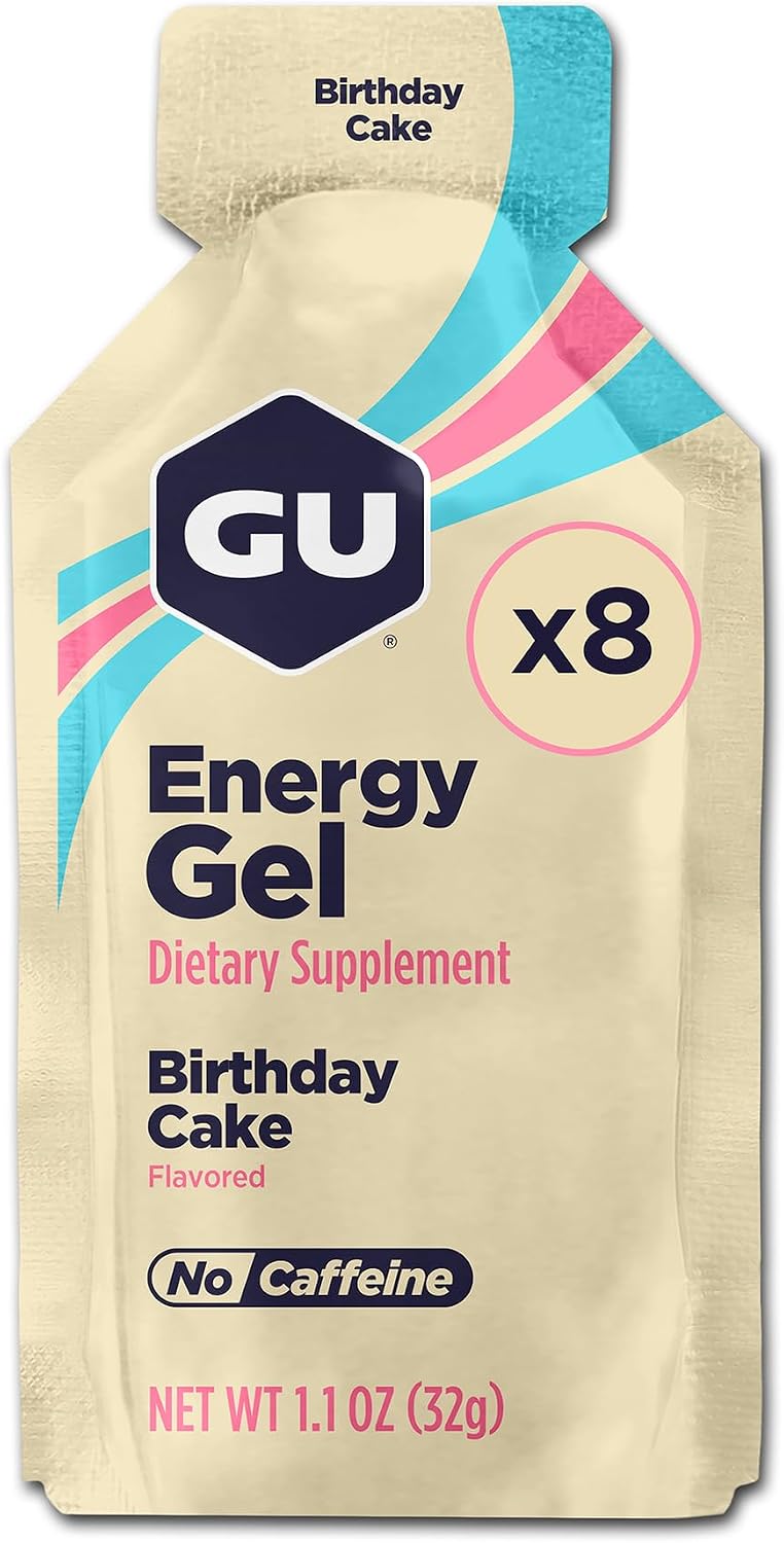 GU Energy Original Sports Nutrition Energy Gel, Vegan and Dairy-Free On-the-Go Energy for Any Workout, Vanilla Bean, 8-Count