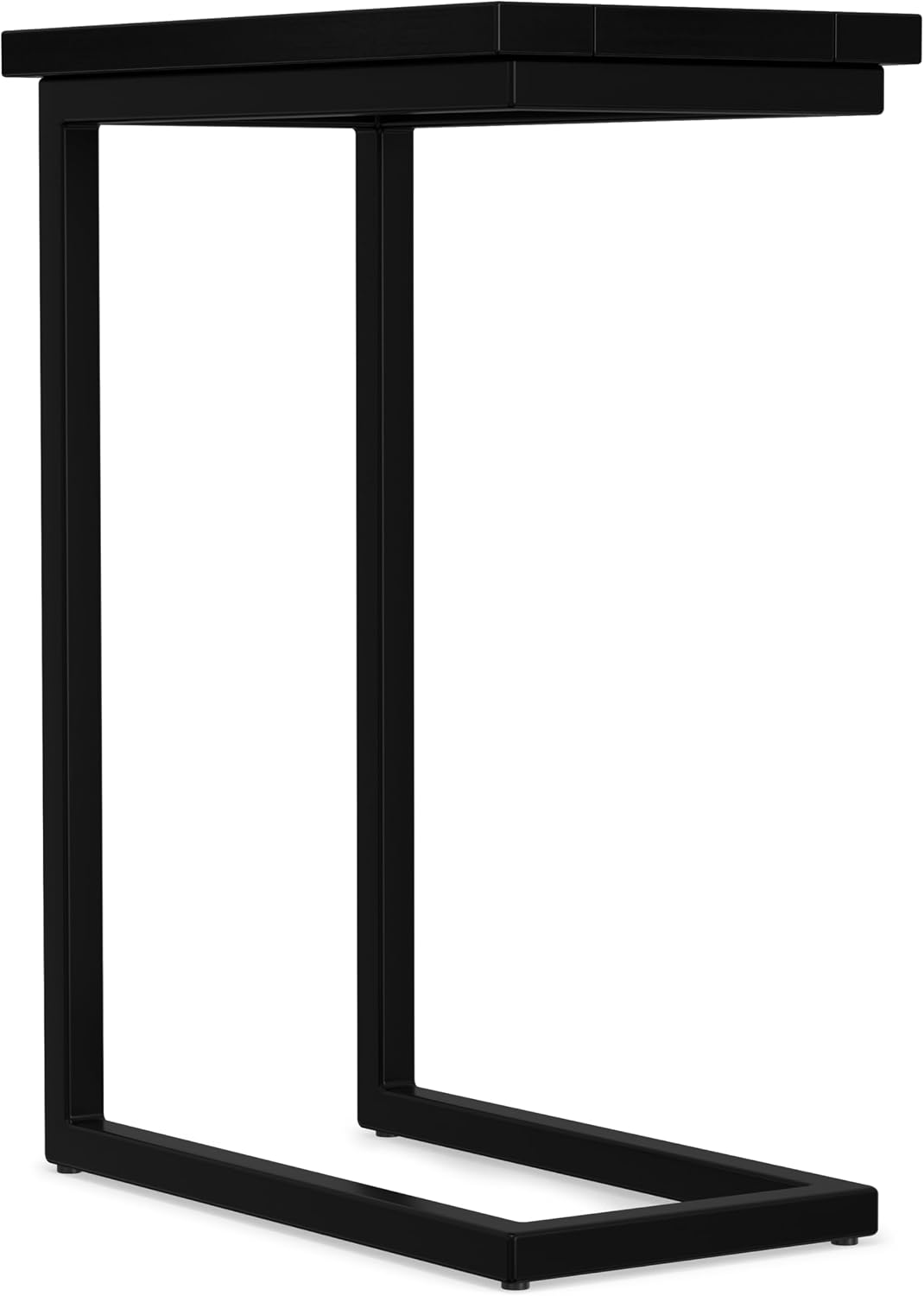 SIMPLIHOME Skyler 18" Wide Solid Wood C-Side End Table in Dark Cognac Brown | Industrial slide-under accent table with open frame, assembled; perfect for living rooms as a side table or sofa table.