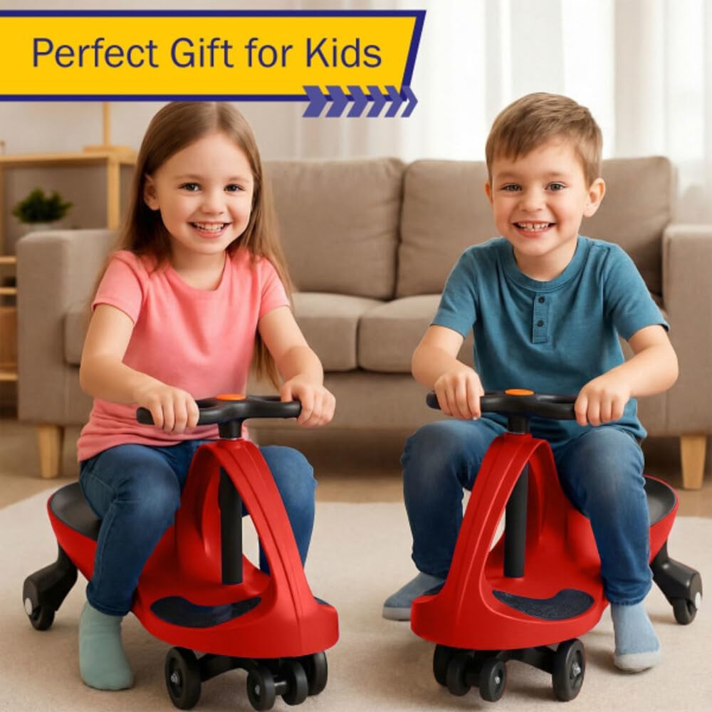 Wiggle Car Ride On Toy - No Batteries, Gears or Pedals - Twist, Swivel, Go - Outdoor Ride Ons for Kids 3 Years and Up by Lil' Rider (Hot Pink and Black)