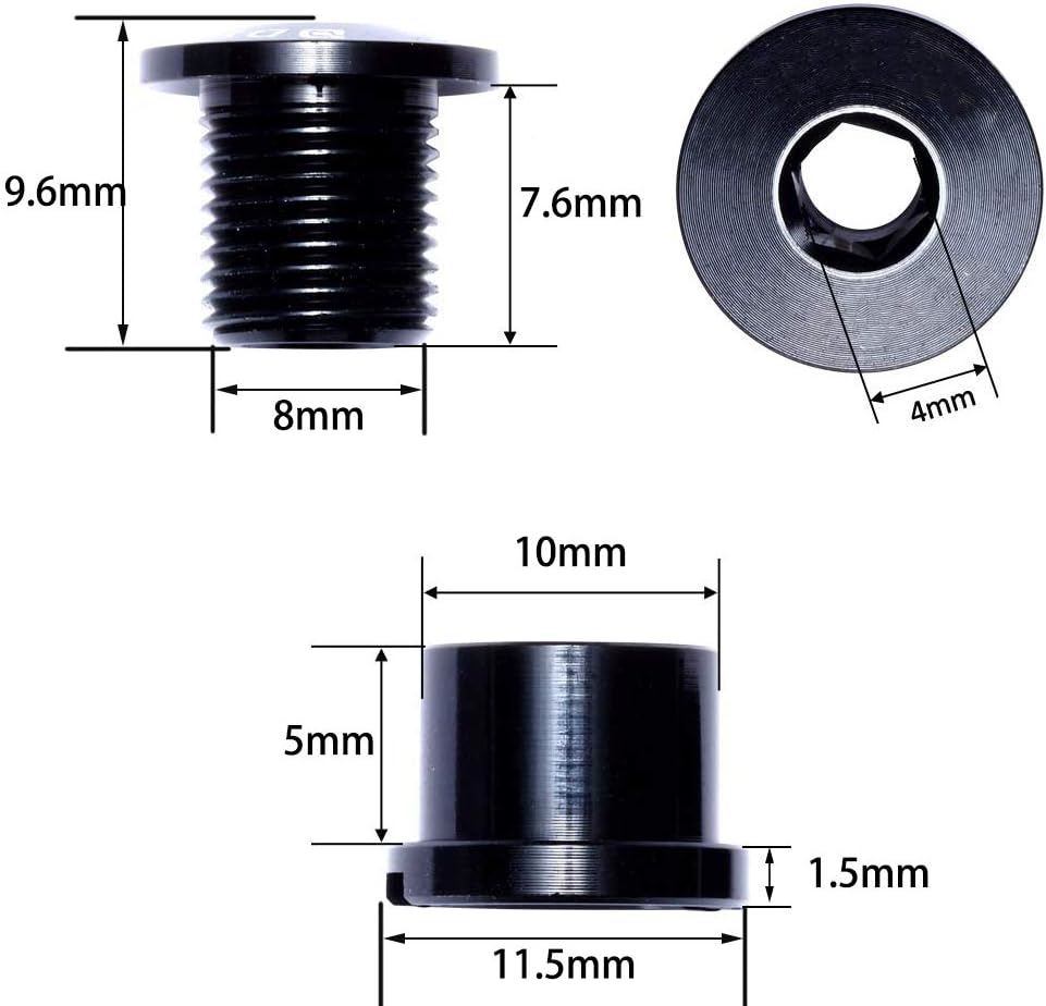 Saiper 10pcs M8 Single Bike Chainring Bolts 7075 Aluminum Alloy | Bicycle Crankset Nuts Chainwheel Screws Fit for Road, Mountain, BMX, MTB, Fixie