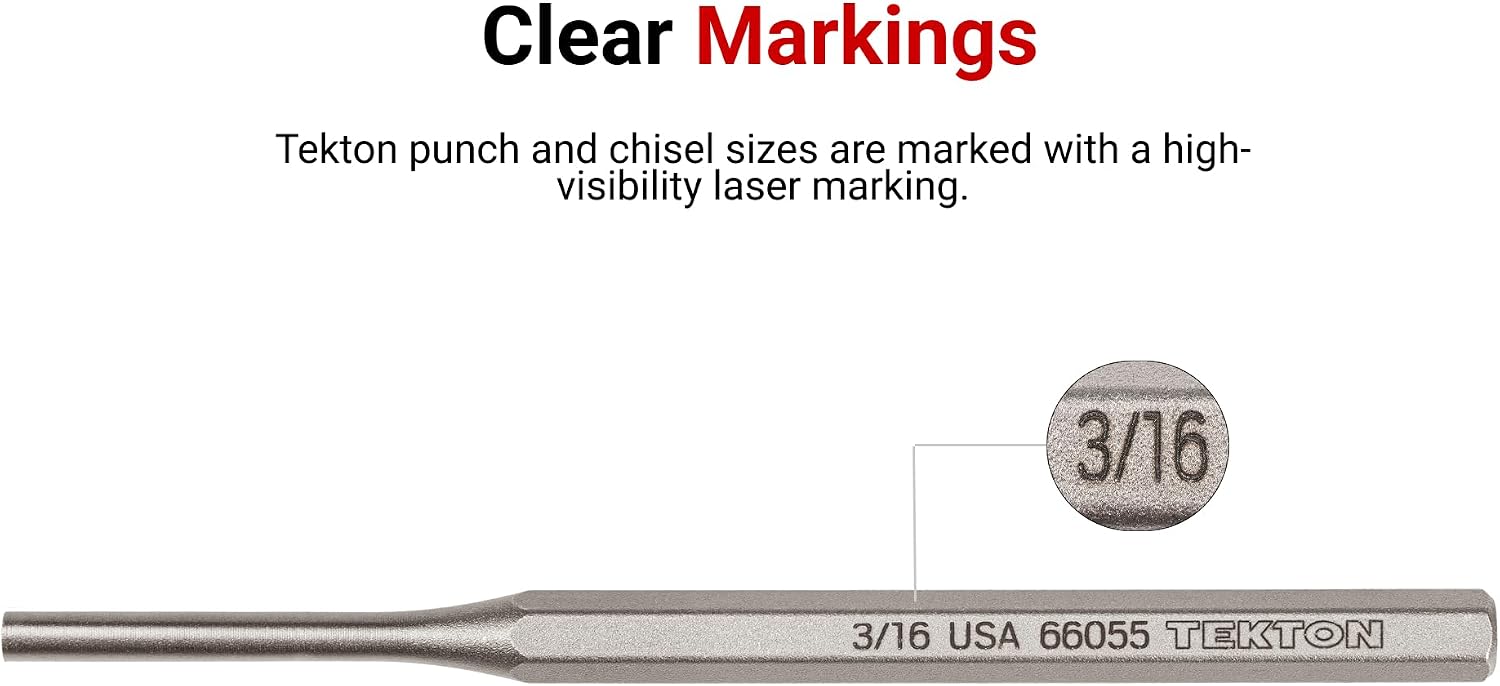 TEKTON Punch Set with Walnut Block (18-Piece) | 66564 | Made in USA