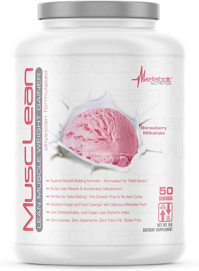 Metabolic Nutrition - Musclean - Milkshake, Whey High Protein Meal Replacement, Maintenance Nutrition, Low Carb, Keto Diet, Digestive Enzymes, Chocolate, 2.5 Pound (25 ser)