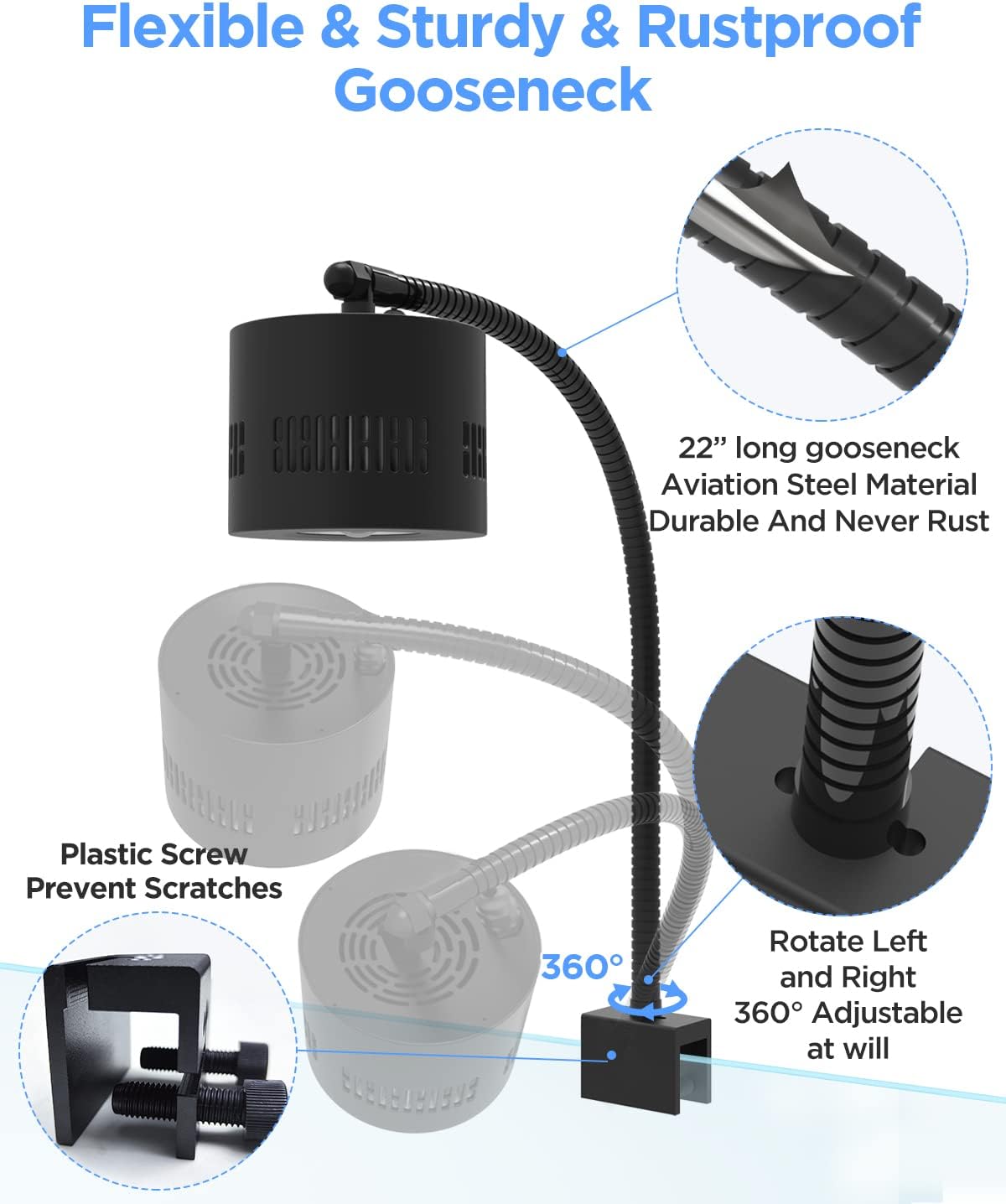 Lominie LED Aquarium Light, Planted Tank Light 4 Channels Remote Control 6500K Aquarium LED Lamp for Freshwater Fish Tank Refugium with Gooseneck (A20 Freshwater)
