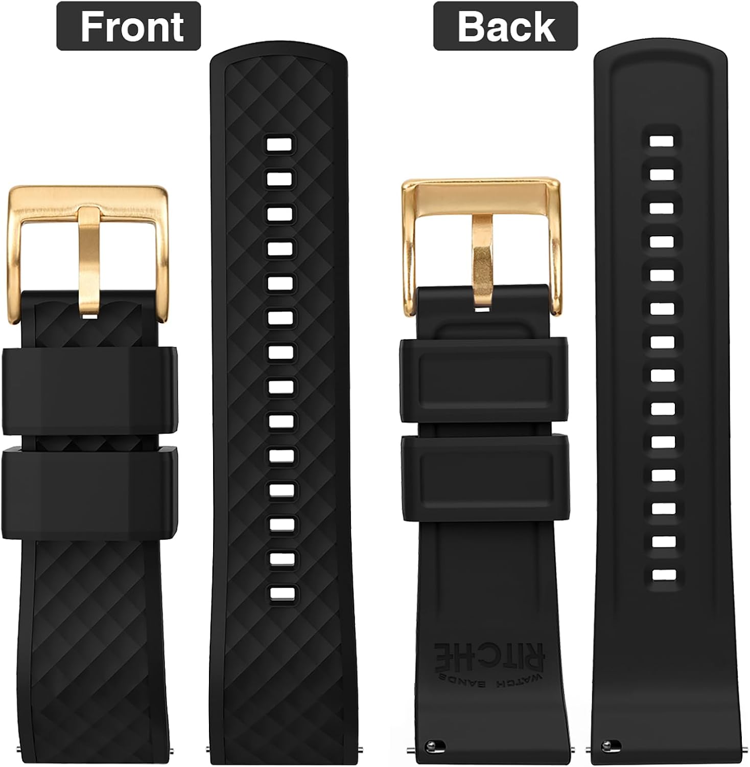 Ritche Christmas Gift Silicone Watch Bands 18mm 20mm 22mm 24mm Quick Release Rubber Watch Bands for Men, White Elephant Gifts