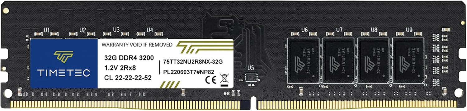 Timetec 16GB KIT (2x8GB) DDR4 3200MHz (PC4-3200AA) PC4-25600 UDIMM Desktop RAM – 288-Pin 1.2V CL22 Non-ECC Unbuffered DIMM Memory Module Upgrade