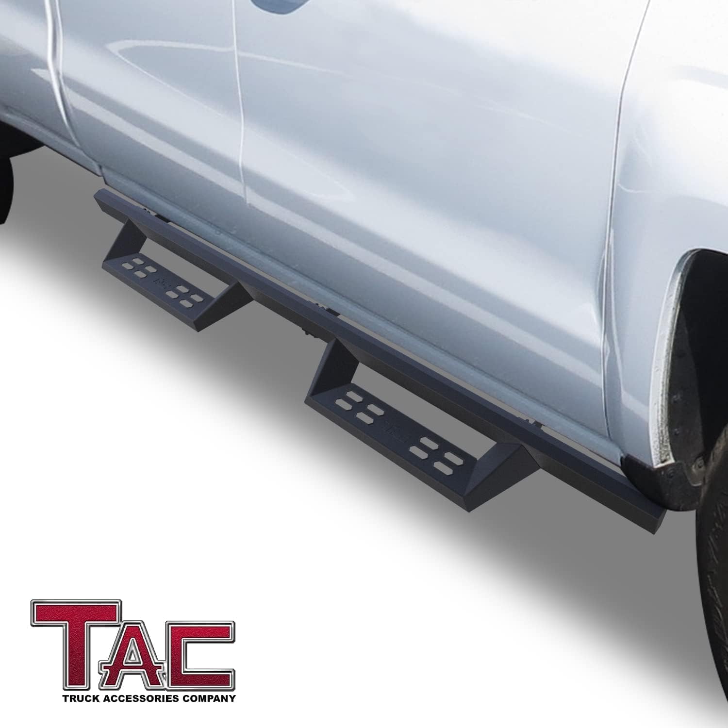 TAC Side Steps Fit Chevy Silverado/GMC Sierra 1999-2018 1500 & 1999-2019 2500/3500 Extended/Double Cab (Excluding C/K Classic) (Body Mount) Truck Pickup 3" Black Side Bars Nerf Bars 2 Pieces
