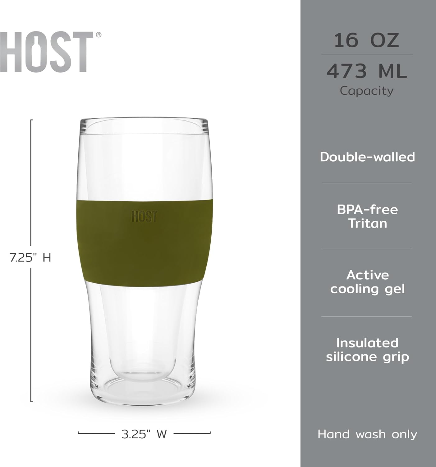 Host FREEZE Beer Glasses, Frozen Beer Mugs, Freezable Pint Glass Set, Insulated Pint Glass to Keep Your Drinks Cold, Double Walled Insulated Glasses