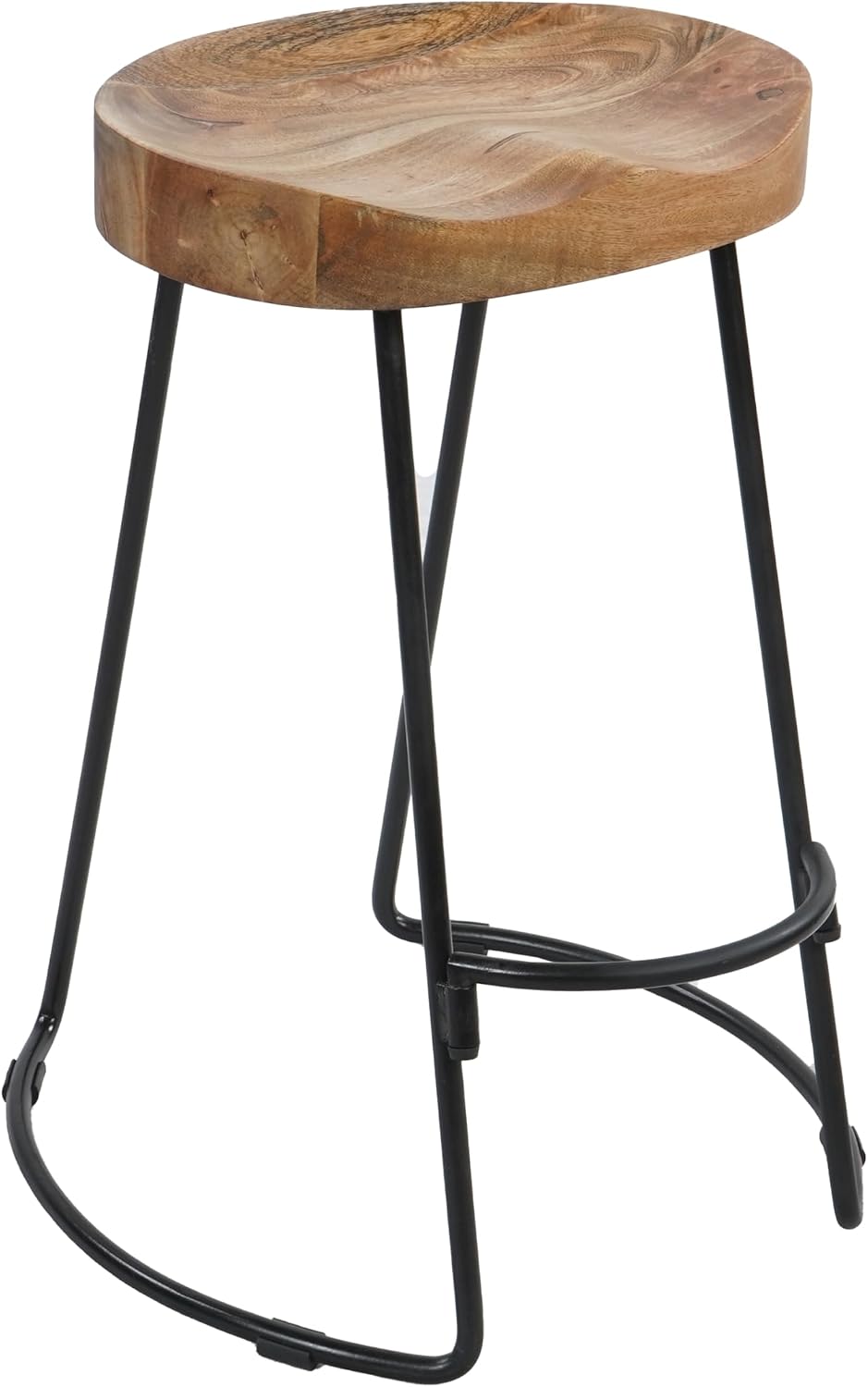 The Urban Port 24 Inch Wooden Saddle Seat Barstool