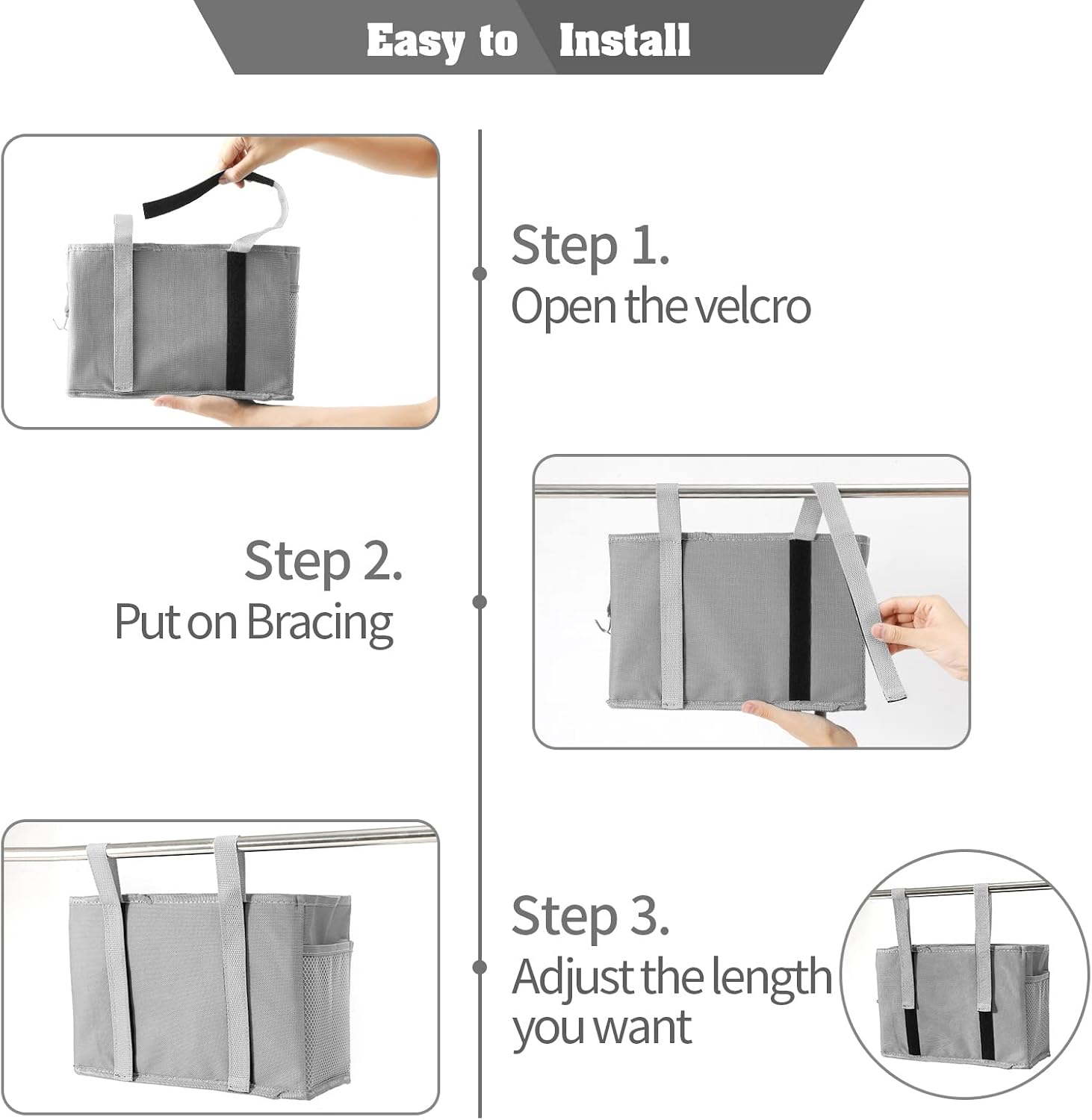 Bseash Bunk Bed Organizer, Bedside Caddy Hanging Bed Organizer Storage Bag 8 Pockets, for College Dorm Rooms Bed, Hospital Bed, Baby Bed Rails