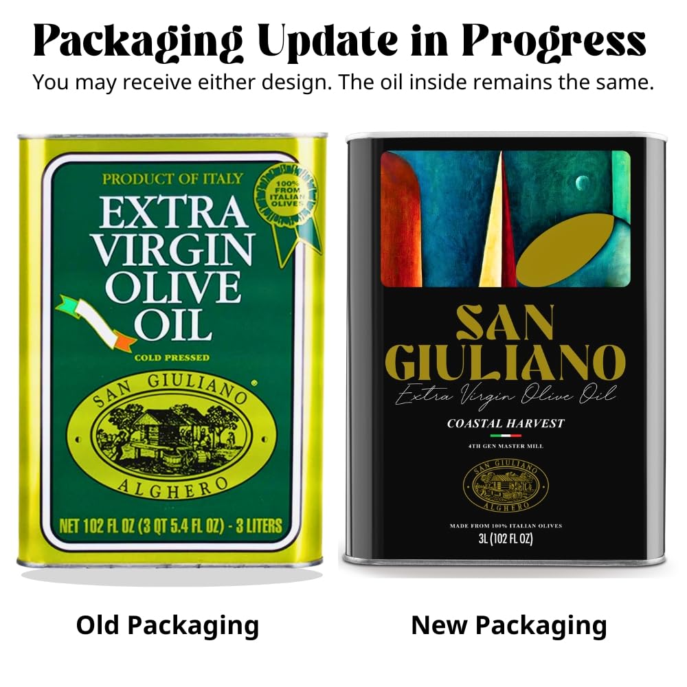 Polyphenol Rich Extra Virgin Olive Oil by San Giuliano, Pure 100% Italian EVOO from Italy, Cold Pressed for Everyday Cooking, Non-GMO Certified, Sustainably Farmed, 750 ML Bottle