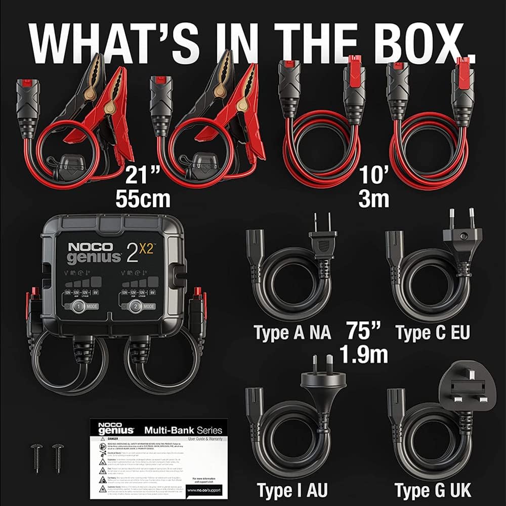 NOCO GENIUS2X2 6/12V 2-Bank Battery Charger, Trickle Charger & Maintainer