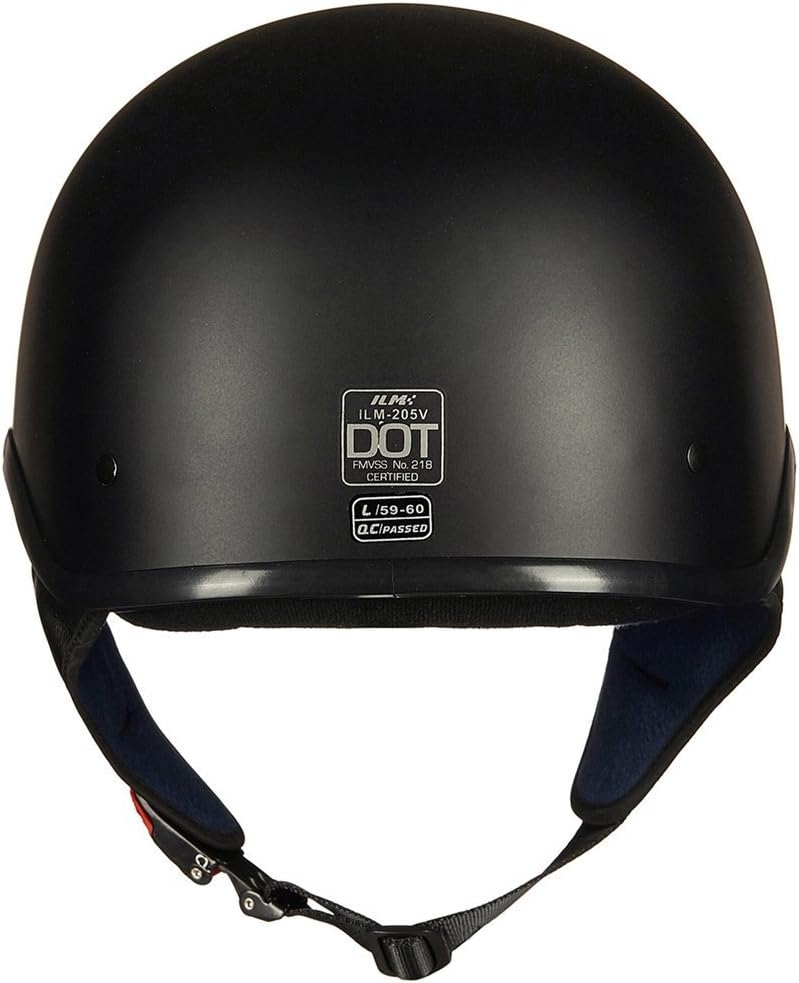 ILM Half Helmet Motorcycle Open Face Sun Visor Quick Release Buckle DOT Approved Cycling Motocross Suits Men Women 205V (M, Matt Black)