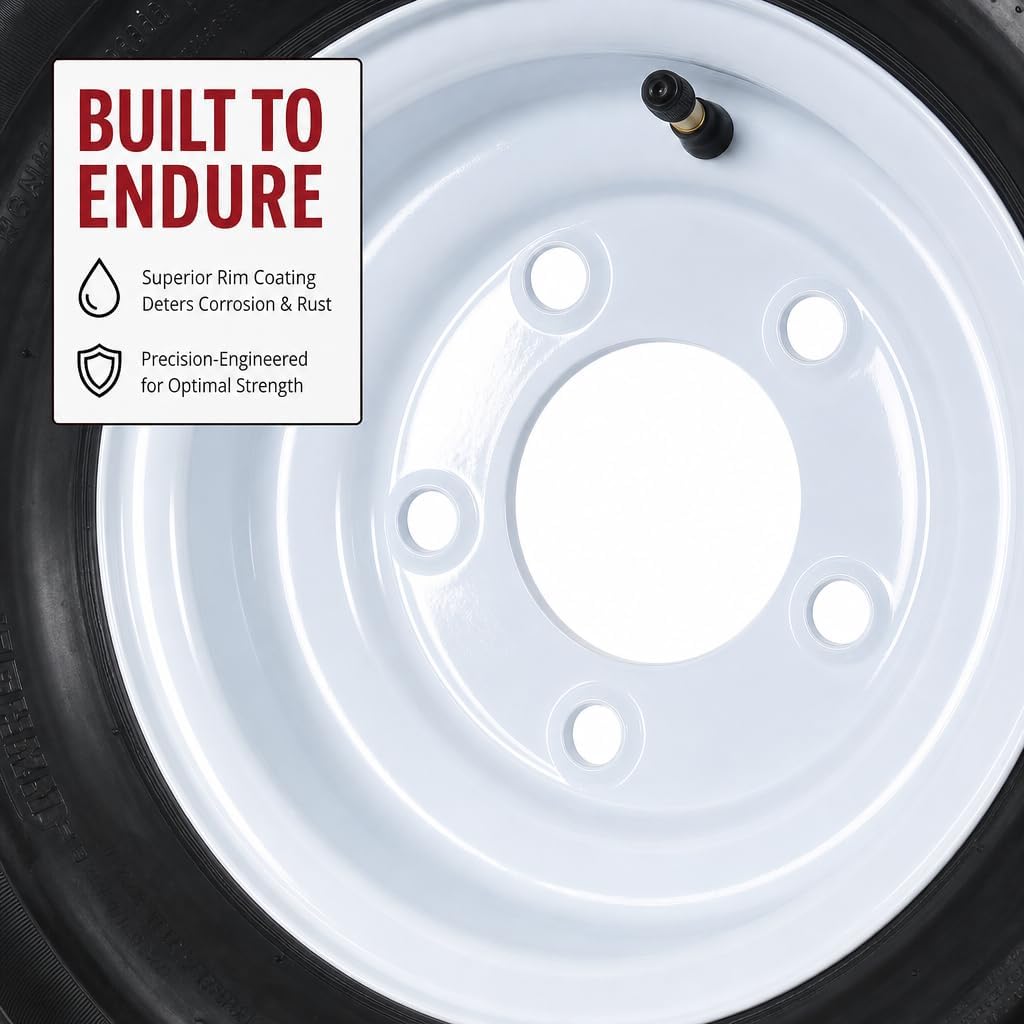 eCustomrim 2-Pack Trailer Tire Rim Assembly 4.80-8 480-8 LRC 5 Lug White | 4.80 X 8 8 Inch Load Range C 6 Ply Tire