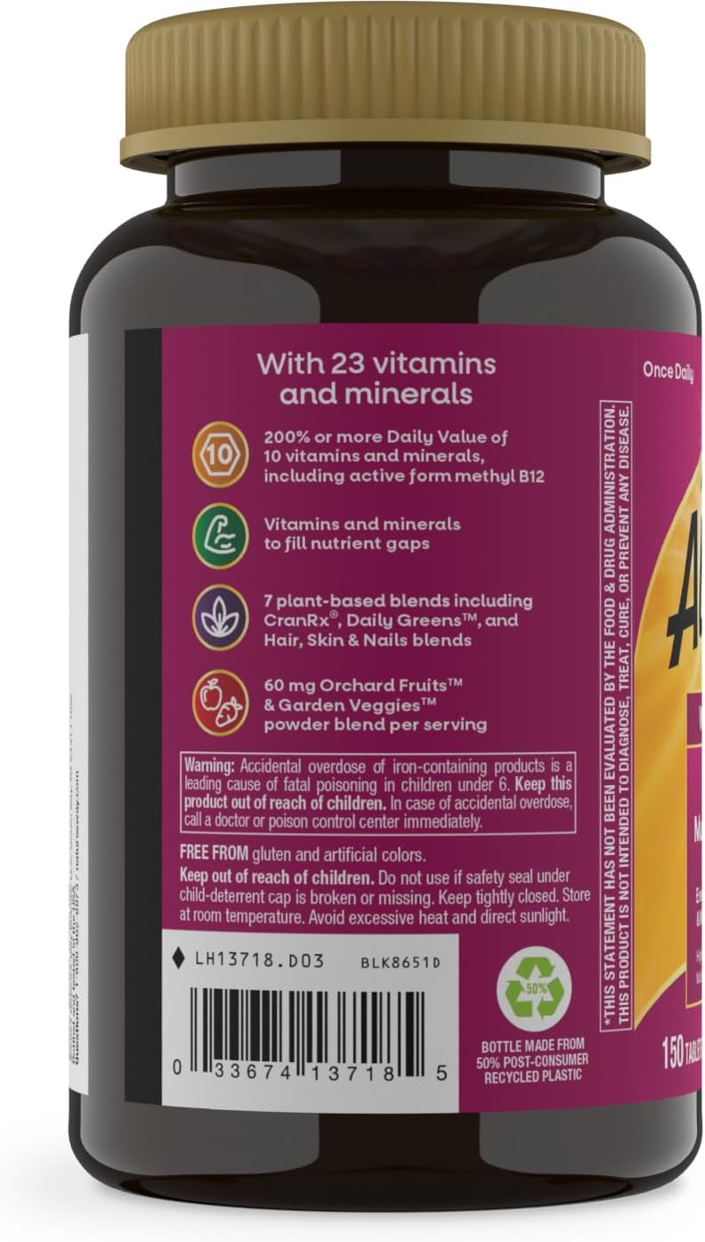 Nature's Way Alive! Women's Ultra Multivitamin, High Potency, 60 ct | Complete Daily Women's Vitamins, Promotes Energy Metabolism and Muscle Function*, Vitamin A, C, D, Methylated B12