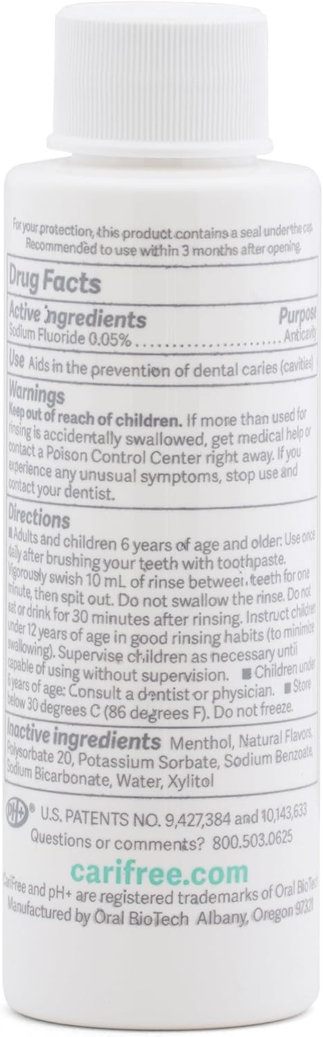 CariFree Maintenance Rinse Fluoride Mouthwash, Mint, Alcohol-Free, 16 oz | Anti-cavity fluoride & xylitol rinse; neutralizes pH, prevents decay, freshens breath; dentist recommended, alcohol-free.