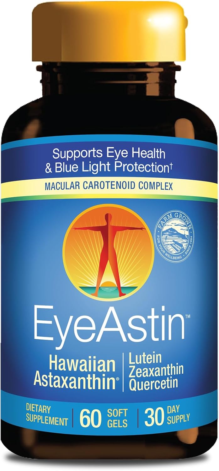Nutrex Hawaii EyeAstin, Hawaiian Astaxanthin, Lutein & Zeaxanthin, 60 Count | Blue Light and Digital Fatigue Eye Support, Doctor Formulated