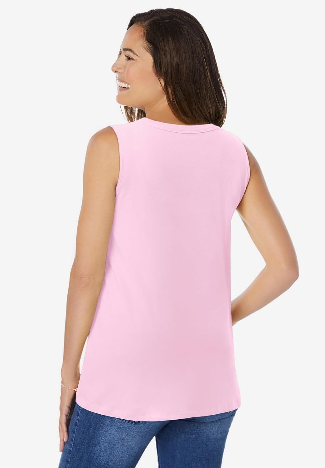 Woman Within Perfect Sleeveless Shirred V-Neck Tunic