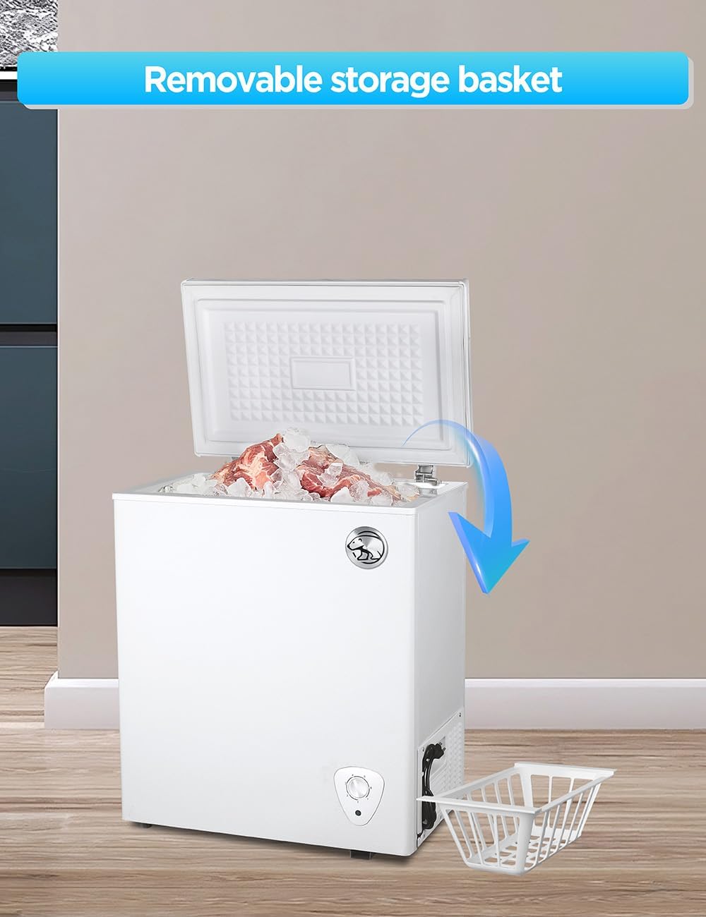 Commercial Cool Upright Freezer, Stand Up Freezer 5 Cu Ft with Reversible Door, White