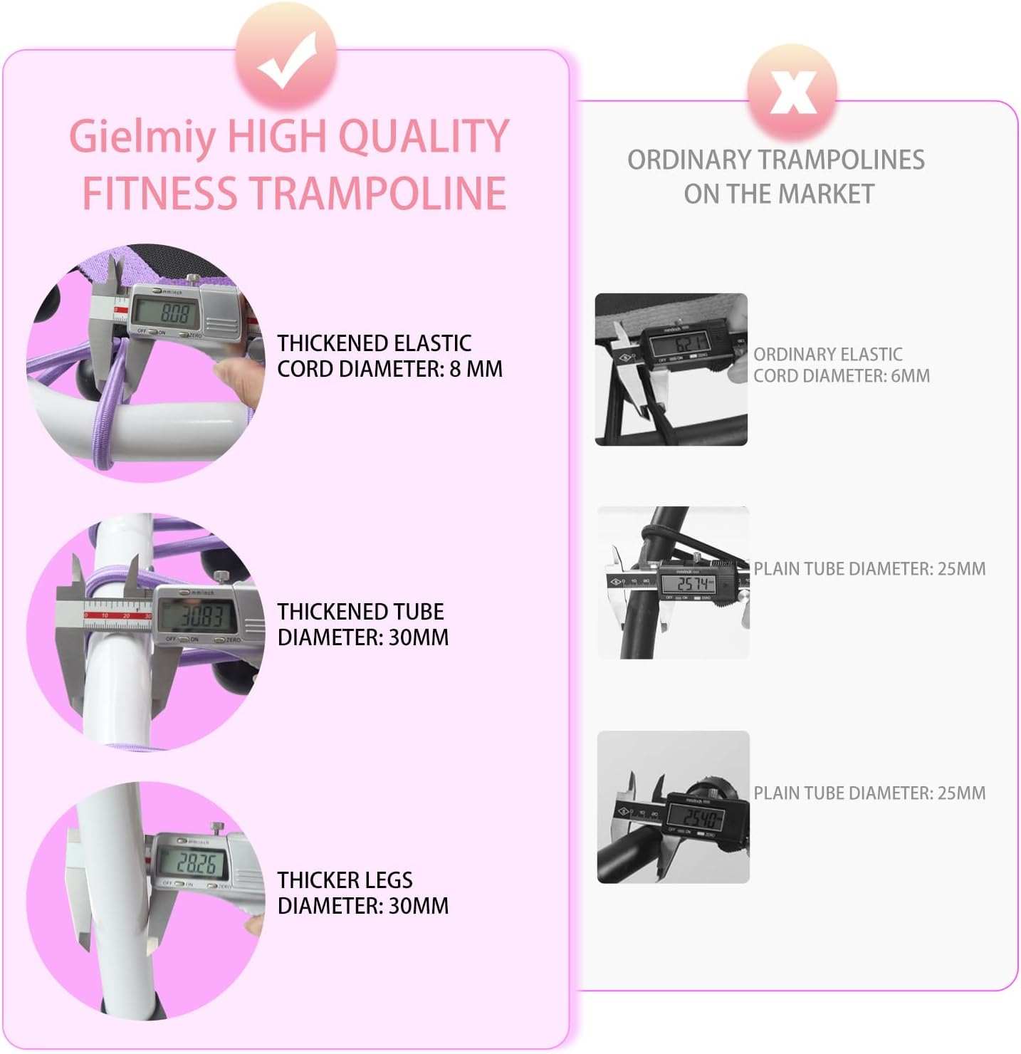 Newan 48'' Fitness Trampoline with Adjustable Handle Bar, Silent Trampoline Bungee Rebounder Jumping Cardio Trainer Workout for Adults - Max Limit 330 lbs