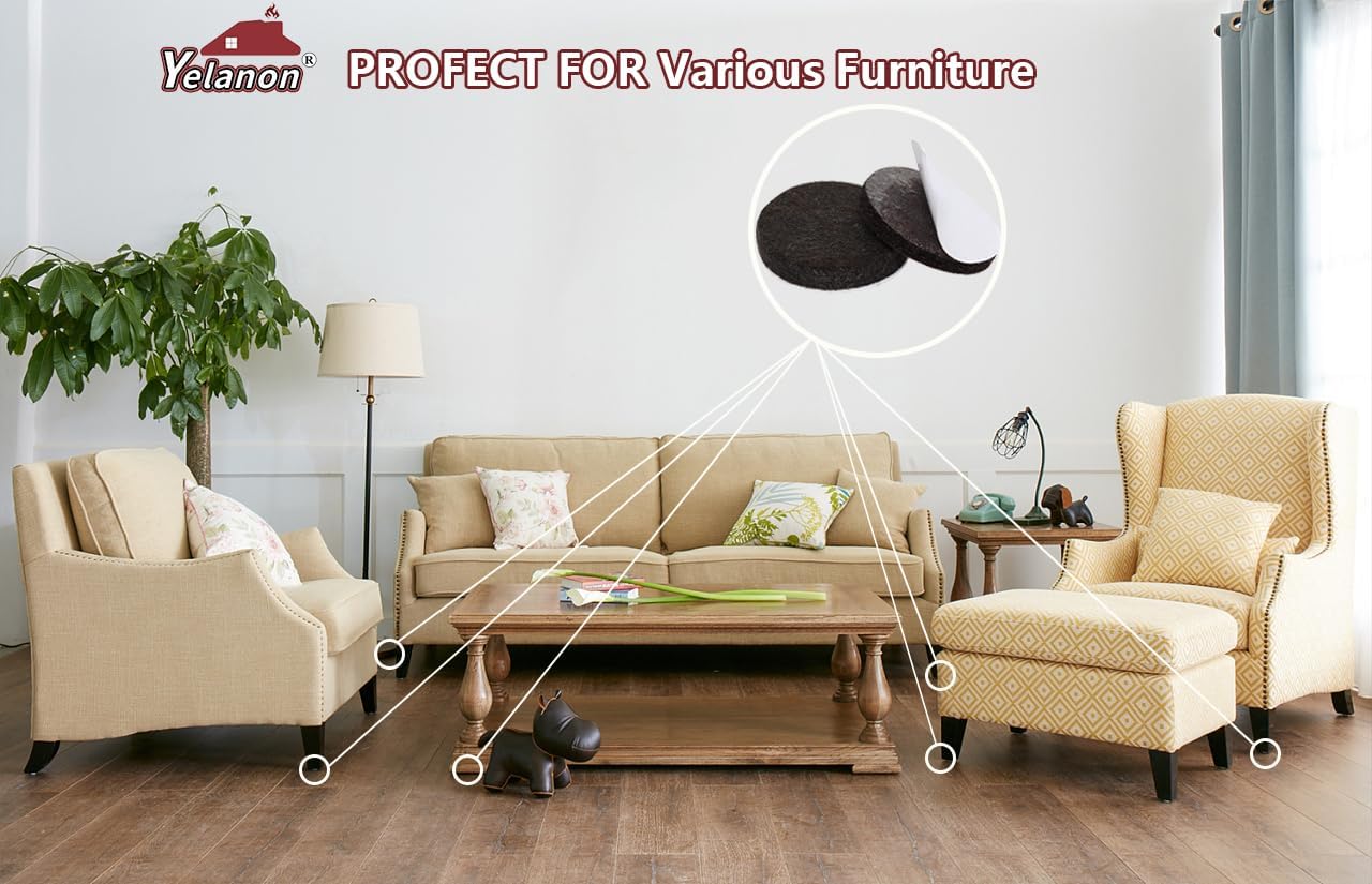Yelanon Felt Furniture Pads 56 Pcs for Hardwood Floors Brown