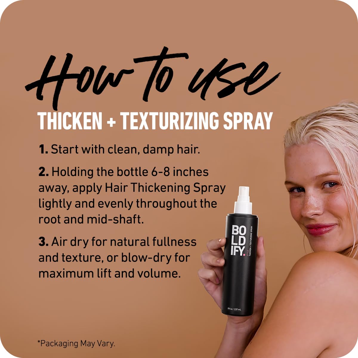 Boldify Hair Thickening & Volumizing Texture Spray for Fine Hair | Volume Booster, Stylist-Recommended Texture Spray, for Thinning Hair