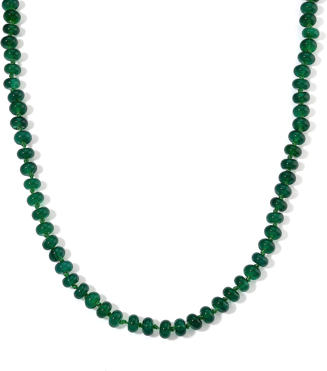 Verde Onyx 180.00 ctw Rondelle Beaded Elegance Necklace in Steel 18-20"