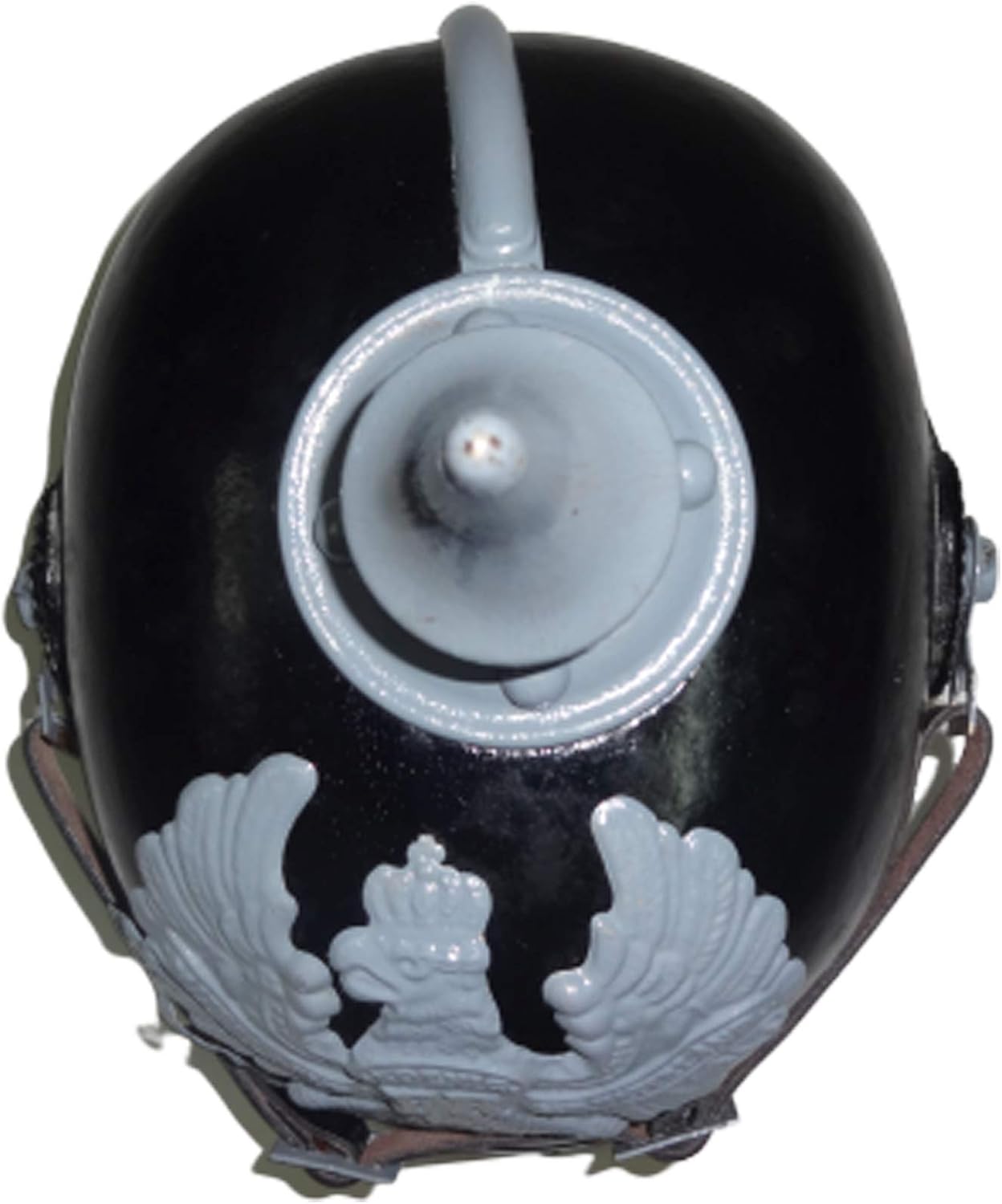 warreplica Imperial German M15 Spiked Pickelhaube Officer Helmet Black Leather with Field Grey Trim Prussian WWI Officer Headgear Reproduction