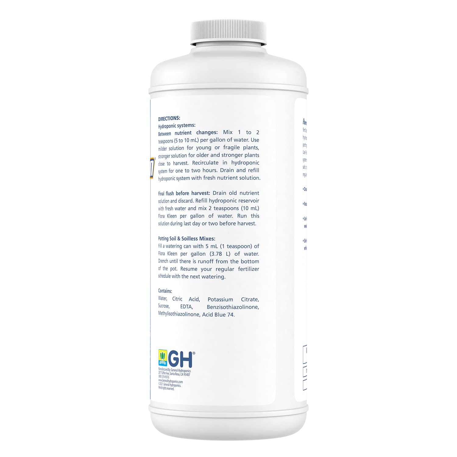 General Hydroponics FloraKleen QT - Mineral Salt Clearing Solution, 1/4 Gallon