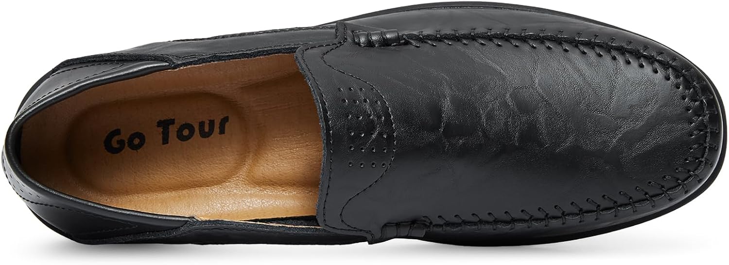 Go Tour Men's Premium Genuine Leather Casual Slip on Loafers Breathable Driving Shoes Fashion Slipper