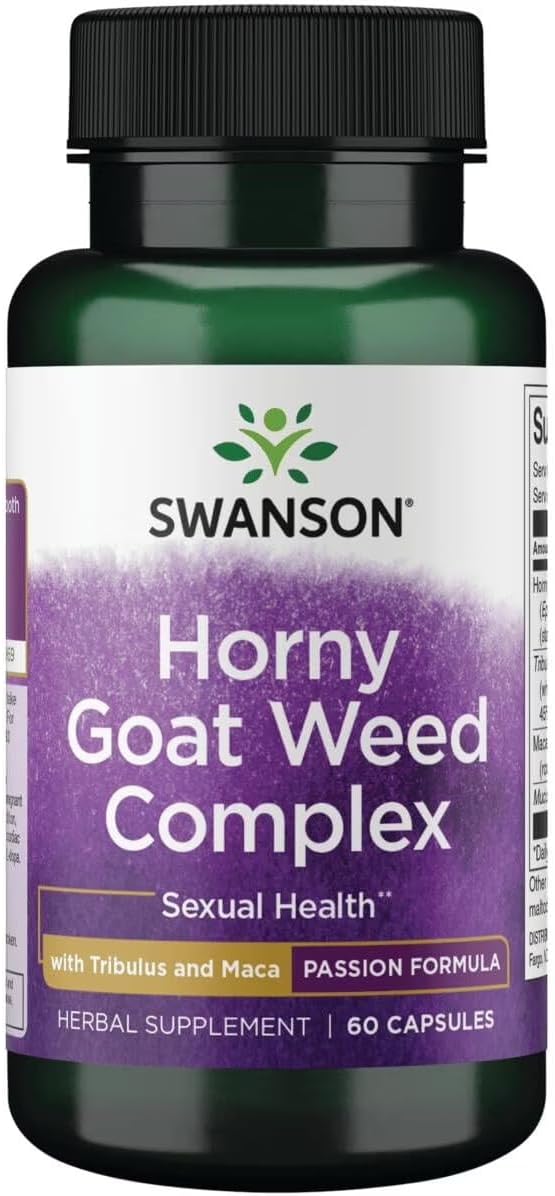 Swanson Horny Goat Weed Complex - with Tribulus and Maca - 60 Capsules (1 Pack) | With Tribulus, Mucuna Pruriens and Maca, Standardized to 1% Icariins
