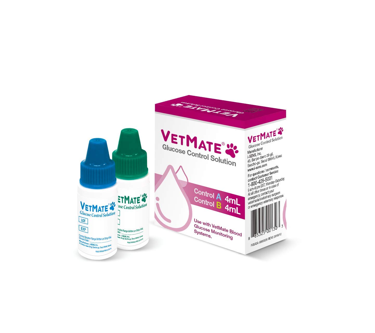 Glucose Control Solutions for use with VetMate Dogs & Cats Blood Glucose Monitor