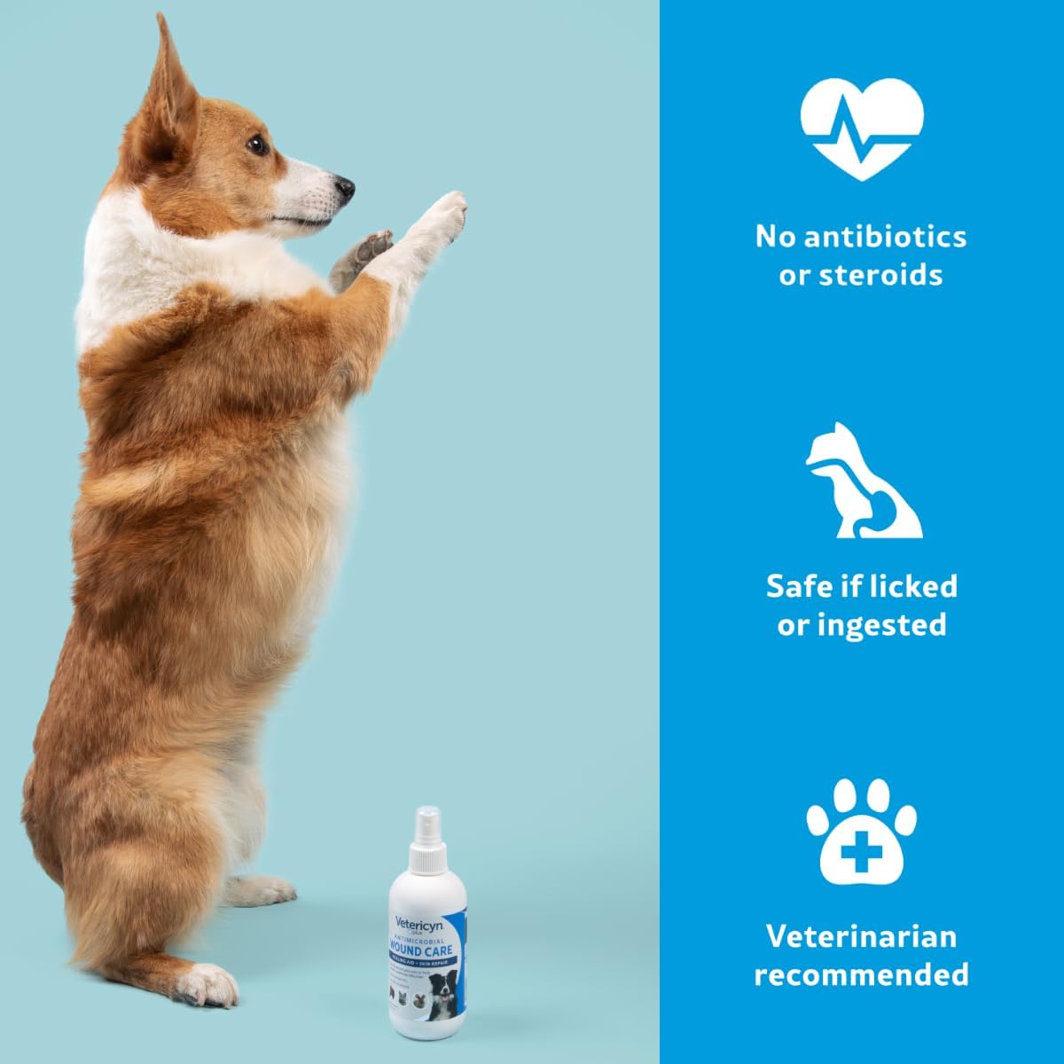 Vetericyn Plus Dog Wound Care Spray | Healing Aid and Skin Repair, Clean Wounds, Relieve Dog Skin Allergies, Safe for All Animals. 16 ounces
