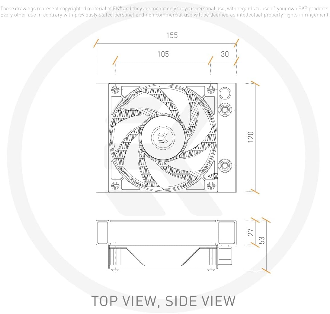 EK AIO 120mm, D-RGB All-in-One CPU Cooler with EK-Vardar High-Performance PMW Fans, Water Cooling Computer Parts, 120mm Fan, Intel 115X/1200/2066