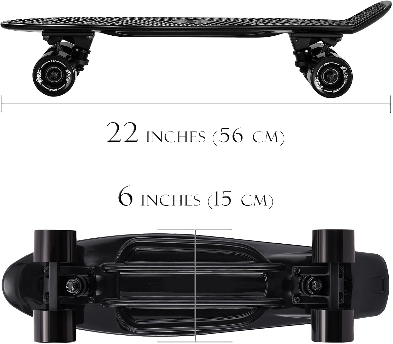 KMX Classic Retro Mini Cruiser Skateboard for Kids, Teens, Adults