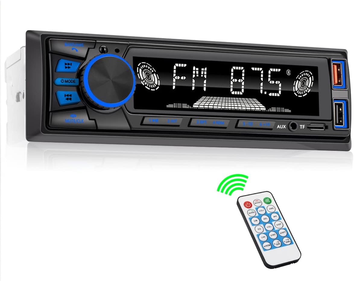 REAKOSOUND Car Radio Bluetooth Single DIN Stereo - FM, USB, AUX, APP, No CD