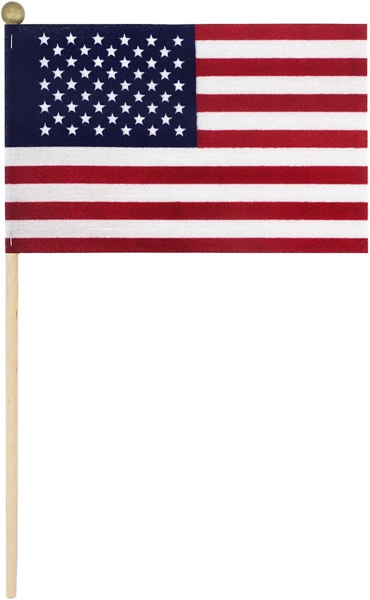 Lot of -100-4x6 Inch US American Hand Held Stick Flags Safety Ball Top Made in the USA