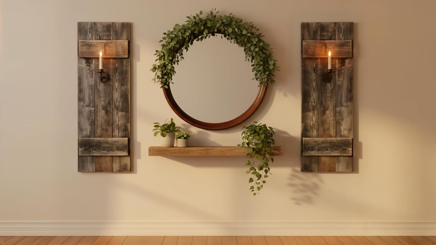 Rustic Revival | Rustic Shutters Made from 100% Reclaimed Weathered Wood – Set of 2 – Farmhouse Barnwood Style Wall Decor – Real Wood Handmade