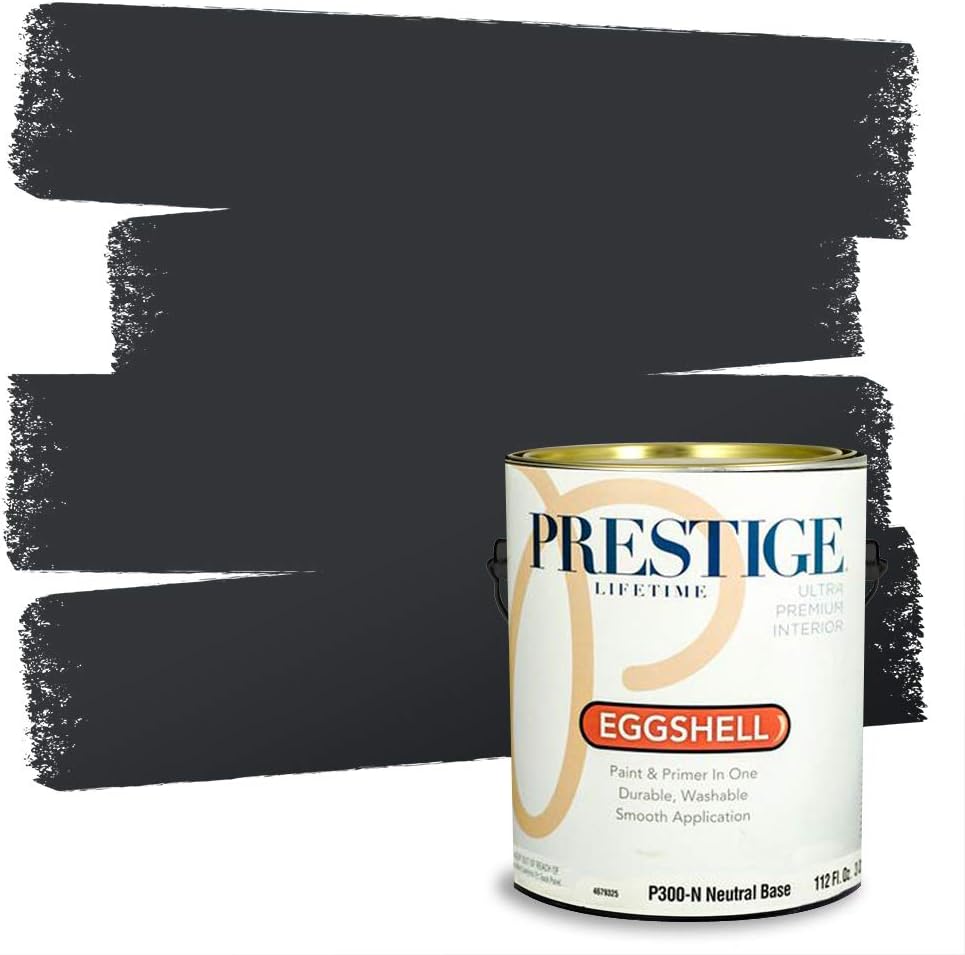 PRESTIGE Paints Exterior Paint and Primer In One, 1-Gallon, Satin, Comparable Match of Sherwin Williams* Black Magic*