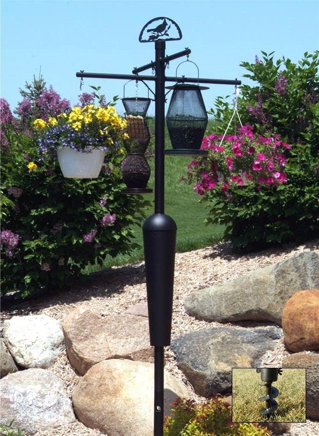 Squirrel Stopper Deluxe Squirrel Proof Bird Feeder Pole with Patented Spring Baffle, Heavy Duty Galvanized Steel Pole System with Auger, Raccoon Proof