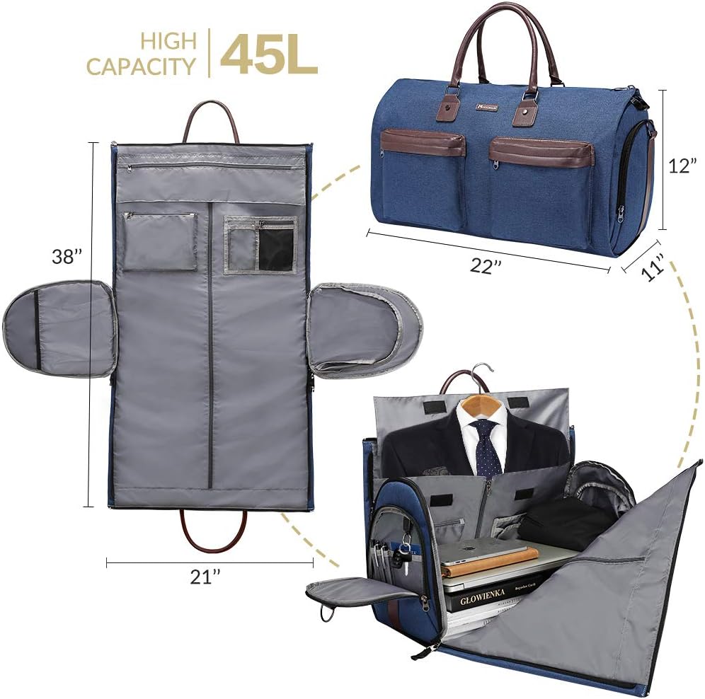 Garment Bags for Travel, 45L Carry on Convertible Garment Duffle bag