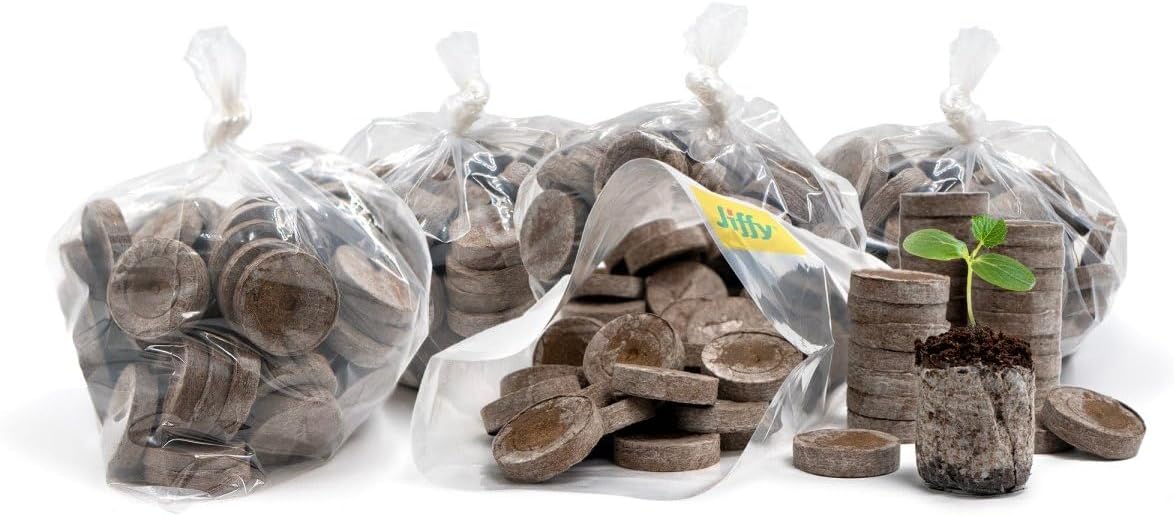 100 Count- Jiffy 36 MM Peat Soil Pellets Seeds Starting Plugs: Indoor Seed Starter- Start Planting Indoors for Transplanting to Garden or Planter Pot | Starter- Start Planting Indoors for Transplanting to Garden or Planter Pot
